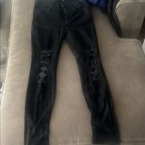 J Brand Black Skinny Jeans with Edgy Distressing